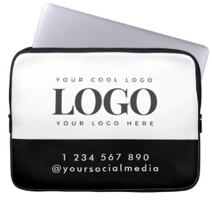 Custom Rectangle Logo & Text Business Company Laptop Sleeve