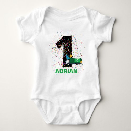 Custom Recycling Garbage Truck Birthday Party  Baby Bodysuit