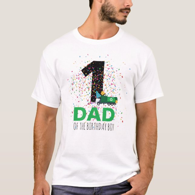 Custom Recycling Garbage Truck Birthday Party Dad T-Shirt (Front)