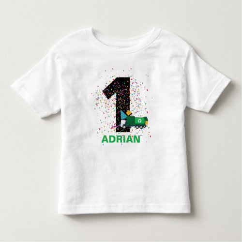 Custom Recycling Garbage Truck Birthday Party Toddler T_shirt