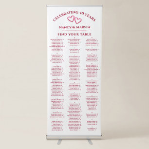 Custom Red 150 Guest Alphabetical Order Seating Retractable Banner