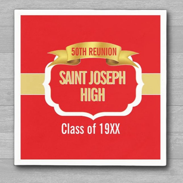 Custom RED 50th Class Reunion  Napkins (Creator Uploaded)