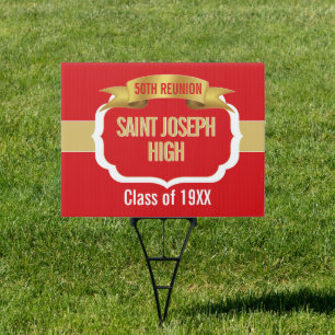 Custom RED 50th Class Reunion Sign