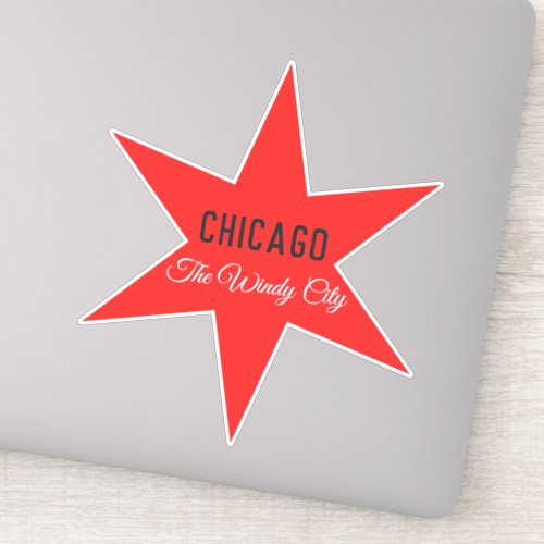 Custom Red 6_pointed Chicago Flag Star Template Sticker