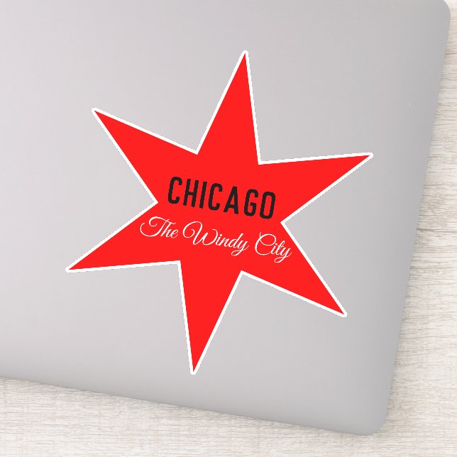 Custom Red 6-pointed Chicago Flag Star Template Sticker (Detail)