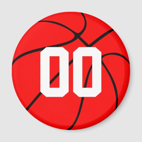 Custom Red and Black Basketball Fridge Magnet