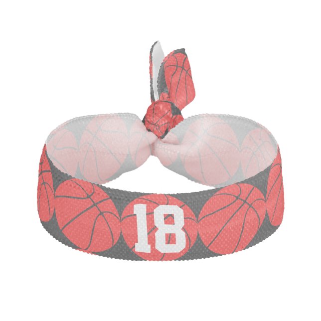 Custom Red and Black Basketball Hair Tie (Front)