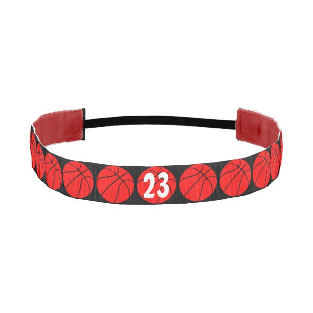 Custom Red and Black Basketball Headband (Front)