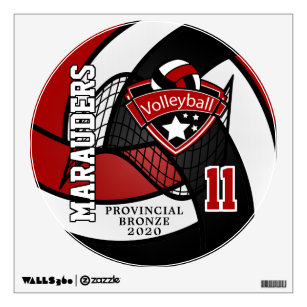 Custom - Red and Black Volleyball Wall Decal