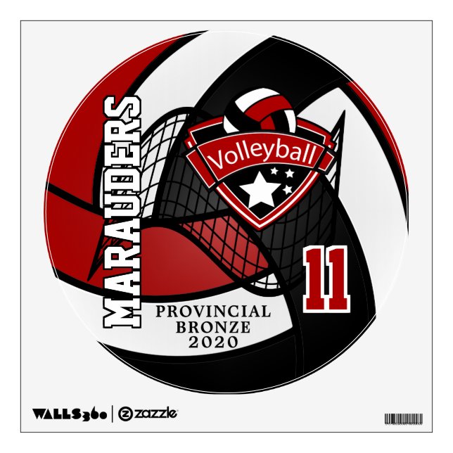 Custom - Red and Black Volleyball Wall Decal (Front)