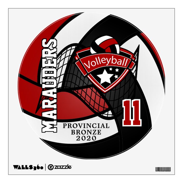 Custom - Red and Black Volleyball Wall Decal | Zazzle.com