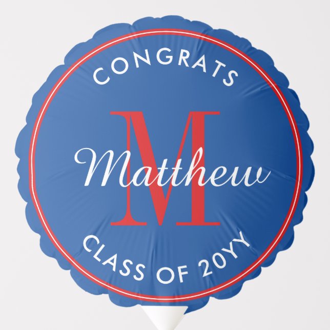 Custom Red and Blue Graduation Balloon (Front)