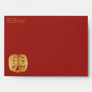 Custom Red and Gold Chinese Double Happiness Envelope