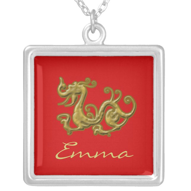 Custom Red and Gold Dragon Necklace (Front)