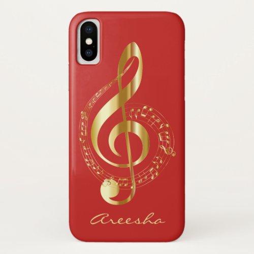 Custom Red and Gold Music Note iPhone XS Case