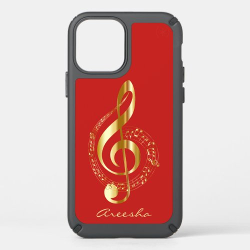 Custom Red and Gold Music Note Speck iPhone 12 Case