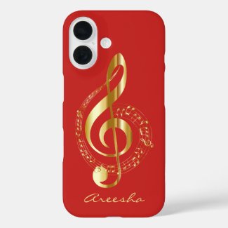 Custom Red and Gold Treble Clef Music Note