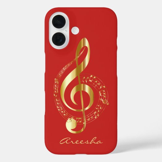 Custom Red and Gold Treble Clef Music Note