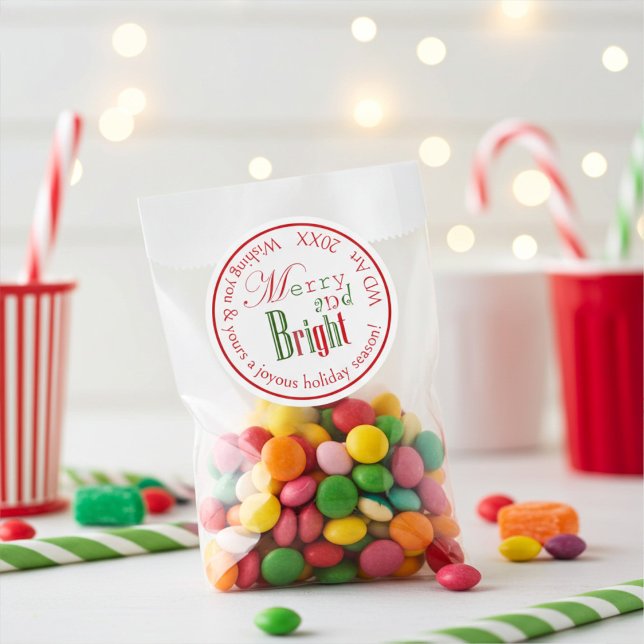 Custom Red and Green Merry and Bright Stickers (Creator Uploaded)