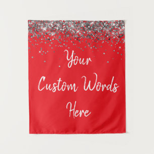 Custom Red and Silver Birthday Party Photo Booth Tapestry