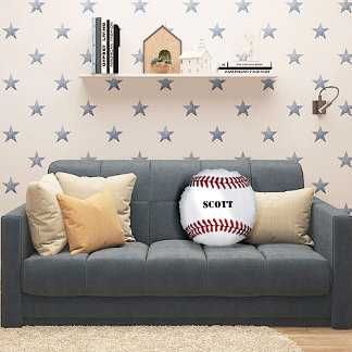Custom Red and White Baseball Pillow