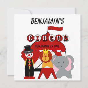 Custom Red and White Circus Birthday Invitation