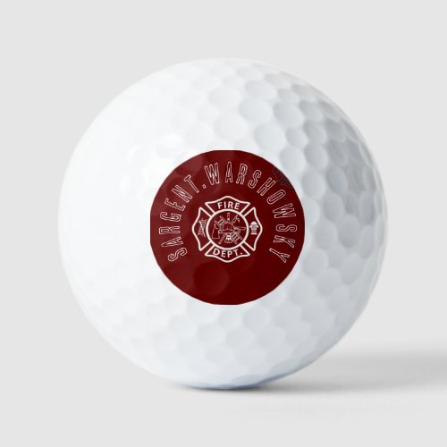 Custom Red and White Fireman emblem Symbols   Golf Balls