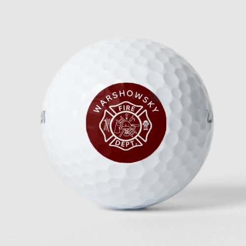 Custom Red and White Fireman emblem Symbols Golf Balls
