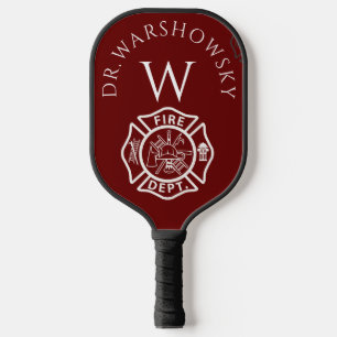 Custom Red and White Fireman emblem Symbols Pickleball Paddle