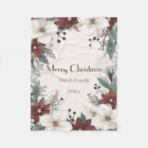 Custom Red And White Watercolour floral Christmas