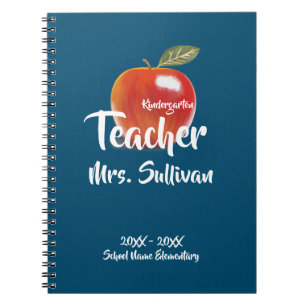 Custom Red Apple Kindergarten Teacher Notebook