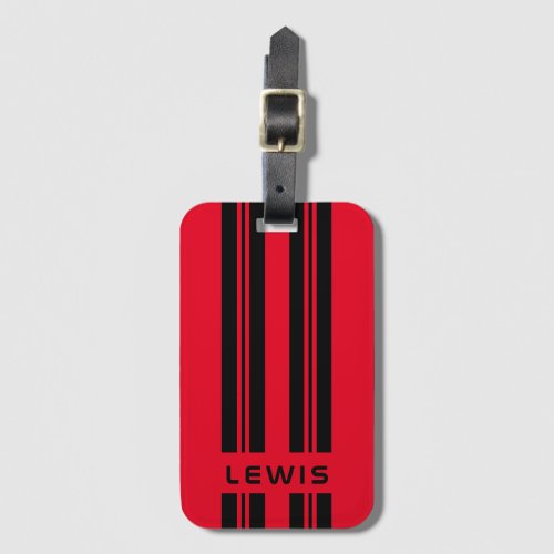 Custom Red Auto Racing Stripes Personalized Car Luggage Tag