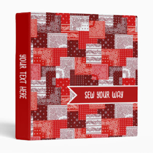 Custom Red Bandana Patchwork Sewing 3 Ring Binder