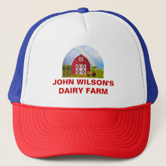 Custom Red Barn Blue Sky Farm Your Company's Name Trucker Hat
