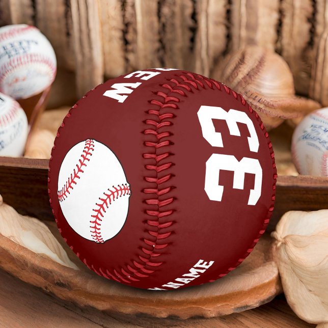 Custom Red Baseball Ball with Name Team Number (Creator Uploaded)