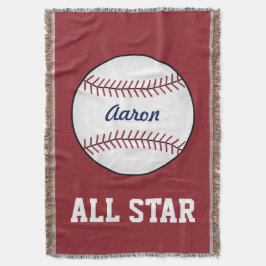 Custom Red Baseball Kids Throw Blanket Gift
