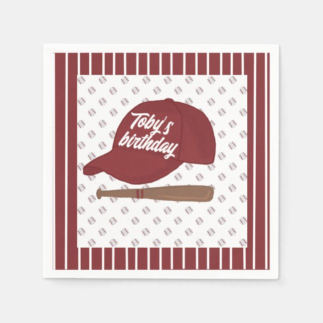Custom red baseball napkins  (Front)