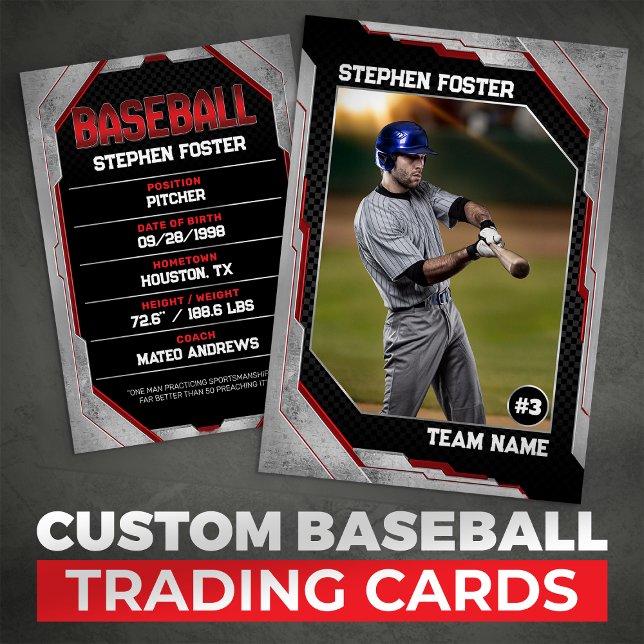 Custom Red Baseball Trading Card Baseball Player (Creator Uploaded)