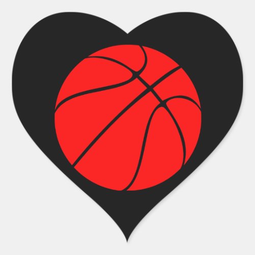 Custom Red Basketball Heart Scrapbook Stickers
