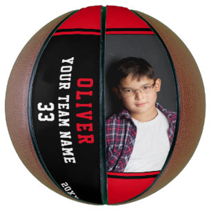 Custom Red Basketball Name Number Team Photo