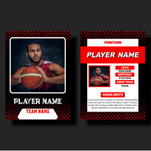 Custom Red Basketball Trading Card Player Profile