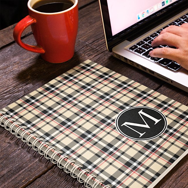 Custom Red Beige Black White Squares Plaid Pattern Planner (Creator Uploaded)