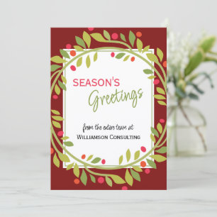 Custom Red Berries Green Holly Botanical Foliage Holiday Card