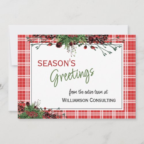 Custom Red Berries Green Holly Botanical Foliage Holiday Card