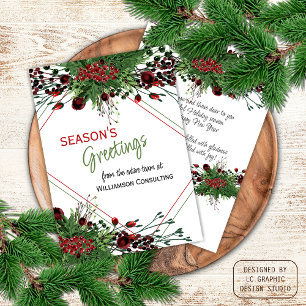 Custom Red Berries Green Holly Botanical Foliage Holiday Card