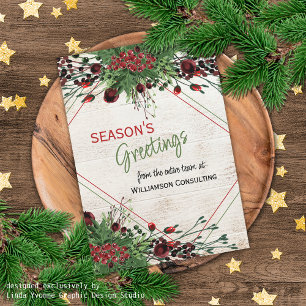 Custom Red Berries Green Holly Botanical Foliage Holiday Card