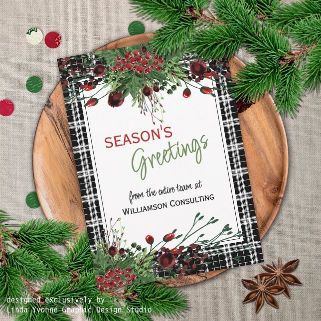 Custom Red Berries Green Holly Botanical Foliage Holiday Card (Creator Uploaded)