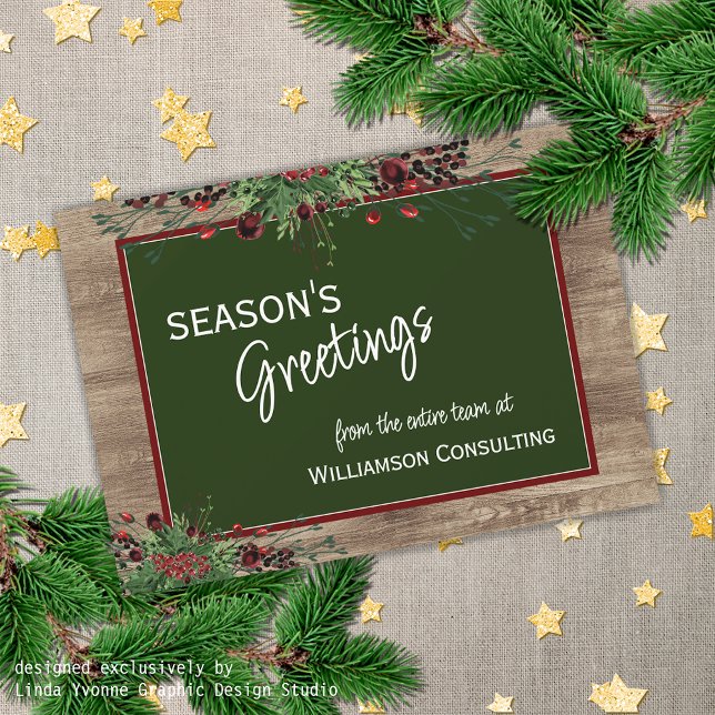 Custom Red Berries Green Holly Botanical Foliage Holiday Card (Creator Uploaded)