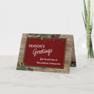 Custom Red Berries Green Holly Botanical Foliage Holiday Card