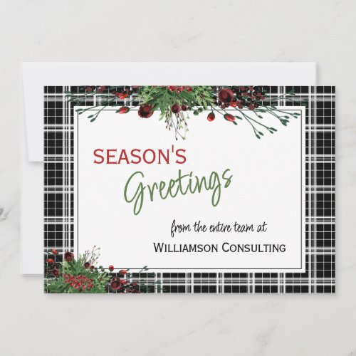 Custom Red Berries Green Holly Botanical Foliage Holiday Card